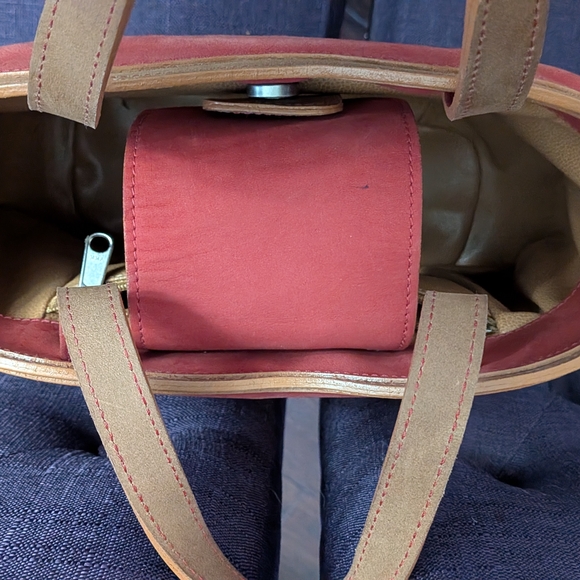 Woven Tan and Pink Women's Bag - Picture 3 of 4